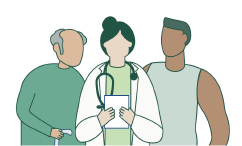 illustration of doctor and patients