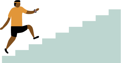 Person climbing stairs illustration